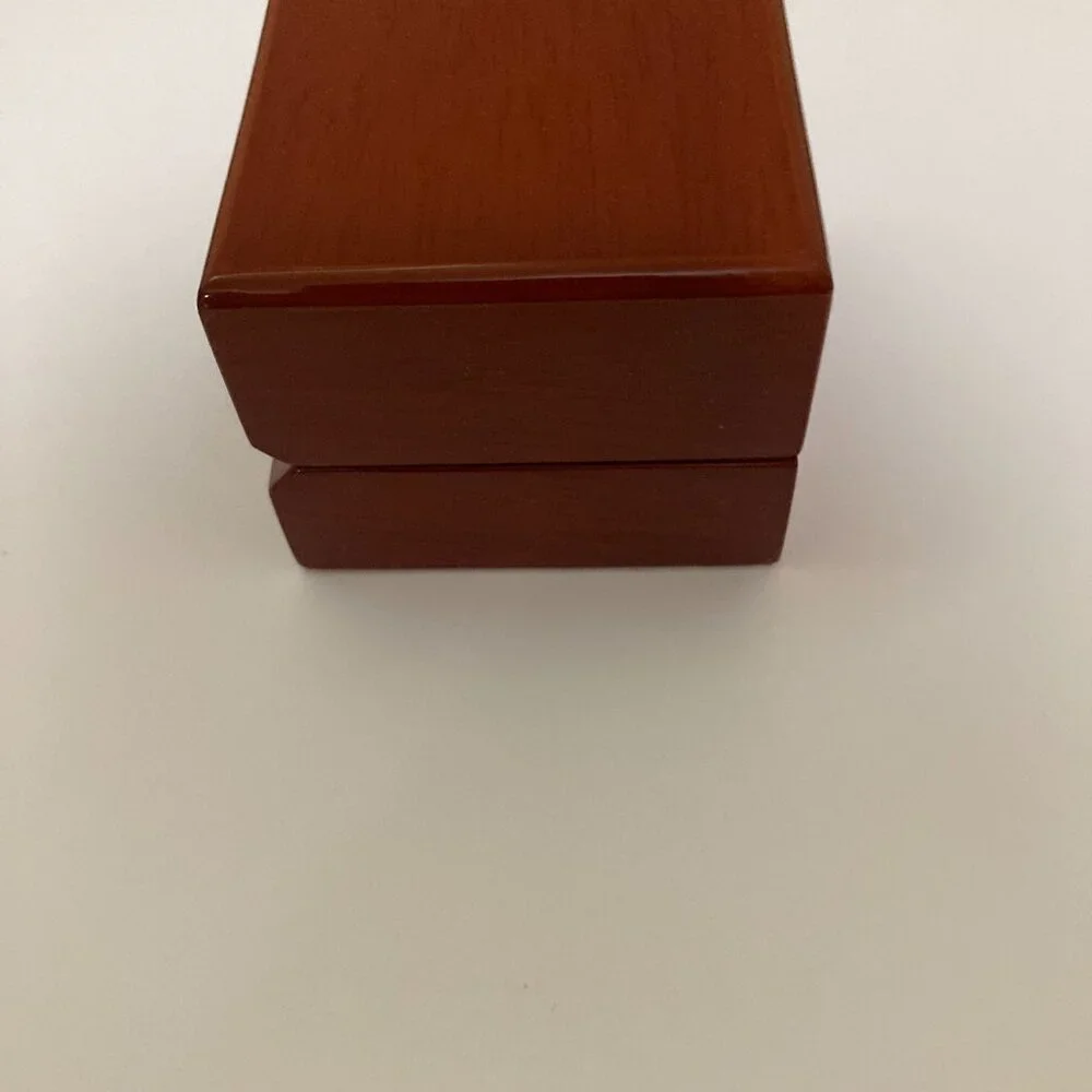 Lacquered Brown Wood Ring Box